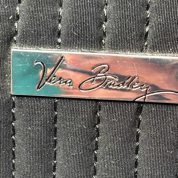 Vera Bradley Handbag Medium Shoulder Black Silver Fabric Design Double Handles - Picture 7 of 10